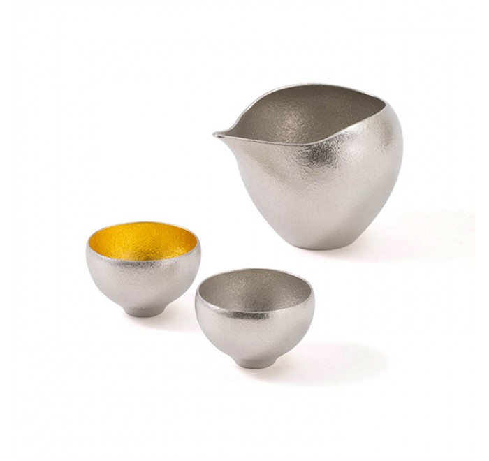 Madoka Round Pewter Sake Set Madoka Round Pewter Sake Set